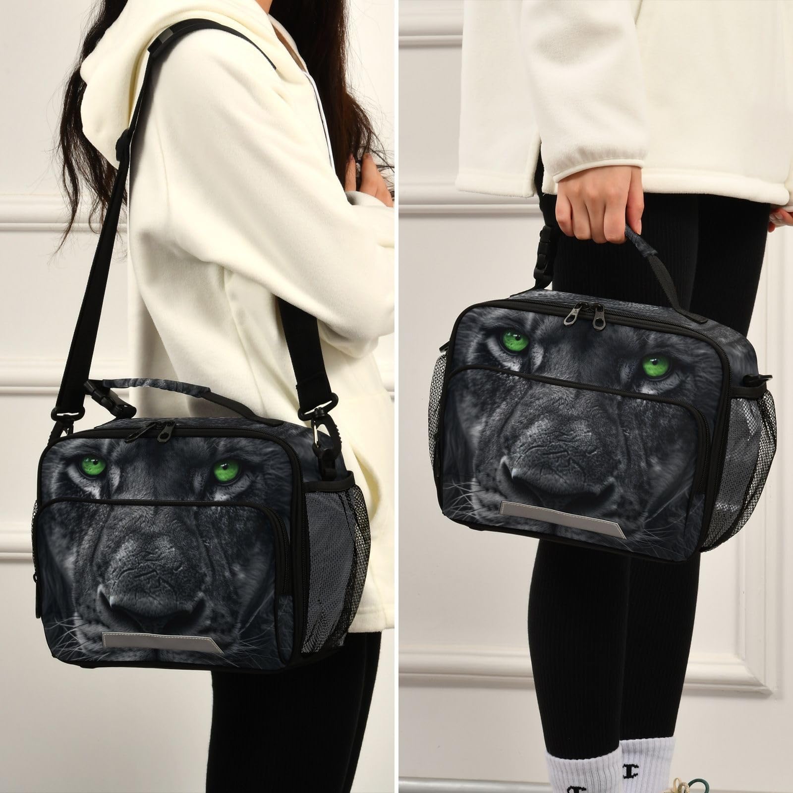 Amazon.com: XYMZR Black Lion Green Eyes Insulated Lunch Box for